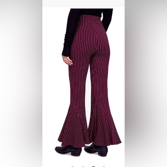 Free people nwt flare striped pants Burgundy Pants - Picture 3 of 6